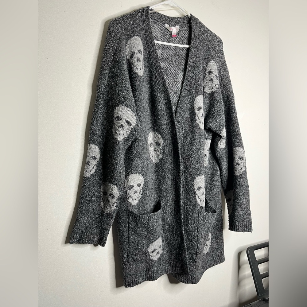 Vintage Gray Skull Patterned Jacket - image 2
